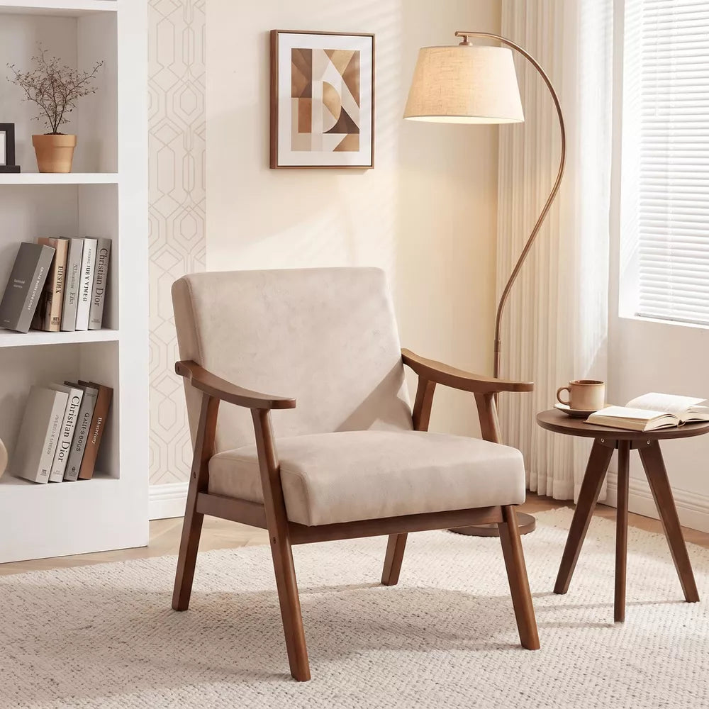 Modern Accent Chair ¨C Microfiber Upholstery & Solid Wood Frame, Space-Saving Mid-Century Seating for Living Room, Bedroom, Cozy Reading Nook