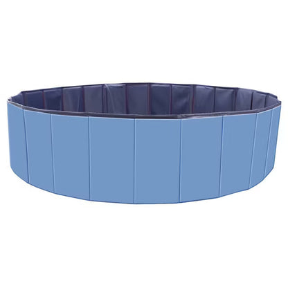 Foldable PVC Pet and Kiddie Pool with Drain Outlet, Easy-Store Dog Bathing Tub for Backyard Splashes and Summer Play - Blue