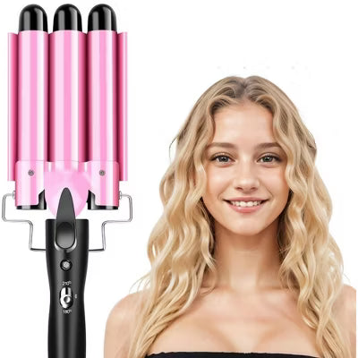 Morfone 22mm Adjustable Temp Triple Barrel Curling Iron Hair Curler Ceramic Coating