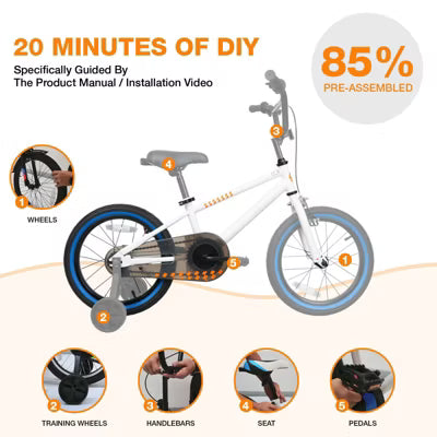 Hykolity 16 inch Kids Bike Boy Girl Bicycle for Children Child Sport Bike with Training Wheels Black