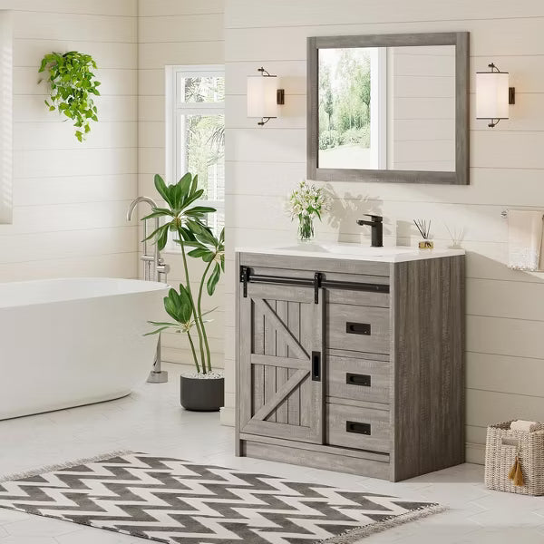 AMERLIFE Farmhouse Bathroom Vanity with Sink Combo