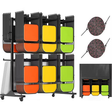 AMERLIFE Folding Chair Rack, Holds Tables or Chairs, Heavy-Duty Cart with Wheels