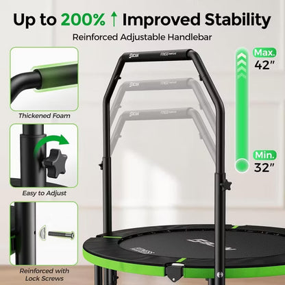 BCAN 48" Foldable Mini Trampoline,Rebounder Trampoline for Adults Workout,Adjustable Foam Handle,Max 440lbs