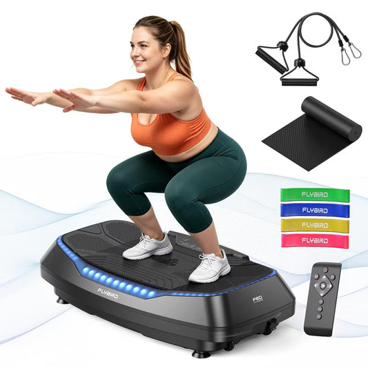 FLYBIRD 4D Vibration Plate Exercise Machine, Triple Motor,350 lbs Capacity, Adjustable Speed for Weight Loss, Lymphatic Drainage & Workout