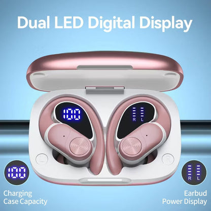 VEATOOL V6 Bluetooth Headphones Wireless Earbuds 88Hrs Playback Sport Ear Buds with Earhook Digital Display Charging Case