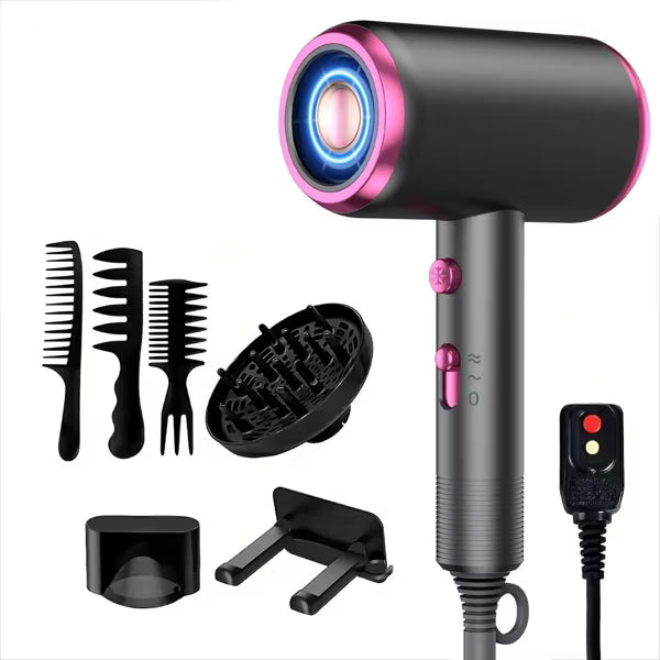 Hoey Professional Ionic Hair Dryer, Powerful 1800W Fast Drying Low Noise Blow Dryer with Concentrator Nozzle Diffuser for Home Salon Travel