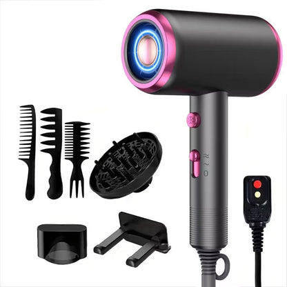 Hoey Professional Ionic Hair Dryer, Powerful 1800W Fast Drying Low Noise Blow Dryer with Concentrator Nozzle Diffuser for Home Salon Travel