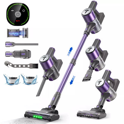 Teendow Vacuum Cleaner for Home 300W, 50kPa Brushless Motor Cordless Stick Vacuum Rechargeable for Per Hair, Carpet, All Floors,Purple