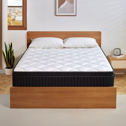 Swedrea Hybrid Mattress Breathable Medium Cooling Memory Foam Bed-in-a-Box White