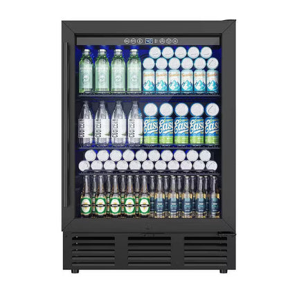 EUHOMY 54 Bottle 24 Inch Dual Zone Wine Fridge- Under Counter Wine Cooler- Glass Door- Black