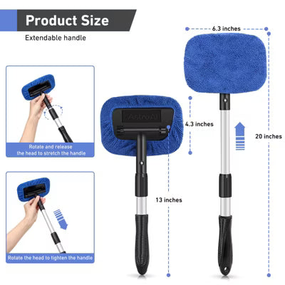 AstroAI Microfiber Car Windshield Cleaner, Car Wash Window Cleaning Kit Blue