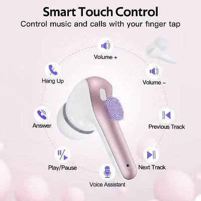 VEATOOL True Wireless Earbuds Bluetooth 6.0 150H Playback LED Power Display Wireless Charging Case IP68 Waterproof 6 ENC Mic for TV Phone Laptop