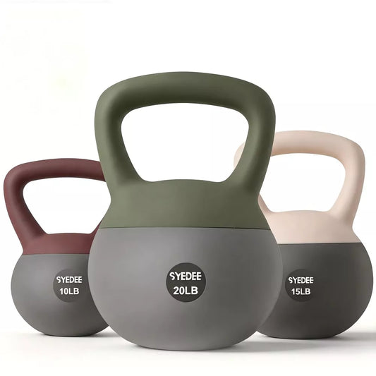 Soft Kettlebell Set, 10, 15 and 20 LB Kettlebells for Home Gym, Anti-Slip Grip Floor-Friendly Weights for Full-Body Strength Training