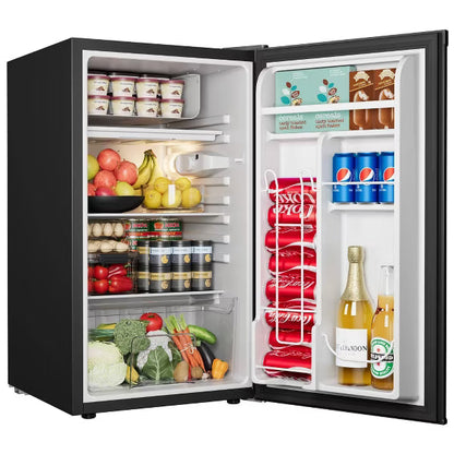 EUHOMY 3.18 Cu. Ft. Mini Fridge with Freezer and Reversible Door- Black