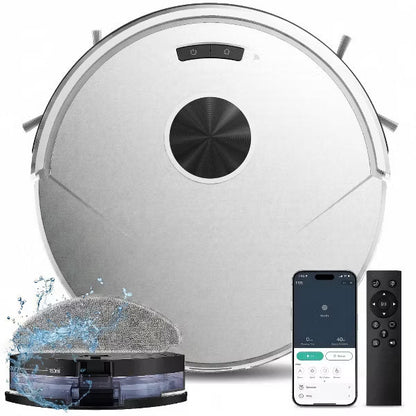 Teendow 2-in-1 Robot Vacuum and Mop Combo, 8000Pa Suction Robotic Vacuum with Smart App/Voice Control ,Self-Charging,Ideal for Hard Floor, Pet Hair