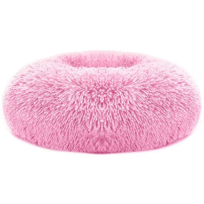 Machine-Washable Plush Pet Bed with Supportive Edges and Non-Slip Base, Soft Cozy Sleeping Space for Small and Medium Pets - Pink