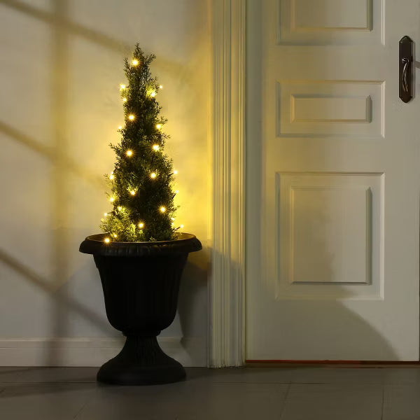 DR.Planzen Artificial Cedar Tree Christmas Trees with a pretty light strip, Faux lighted Tree Perfect for Christmas Home Decor set of 1 pack.