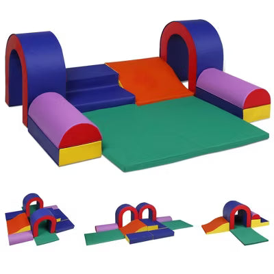 TODECARE 10-Piece Soft Foam Climbing Blocks for Toddlers with Crawling and Sliding Play, Blue&Green