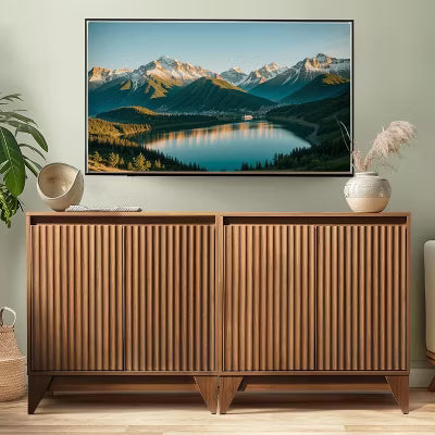 KOLIGEY 32" Tall 2 Door Accent Brown Cabinet With Adjustable Shelf