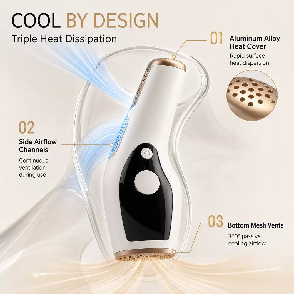 Hair Removal Device with Cooling, 5 Energy Levels, Glide Mode for Face and Body