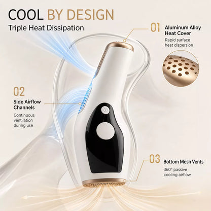 Hair Removal Device with Cooling, 5 Energy Levels, Glide Mode for Face and Body