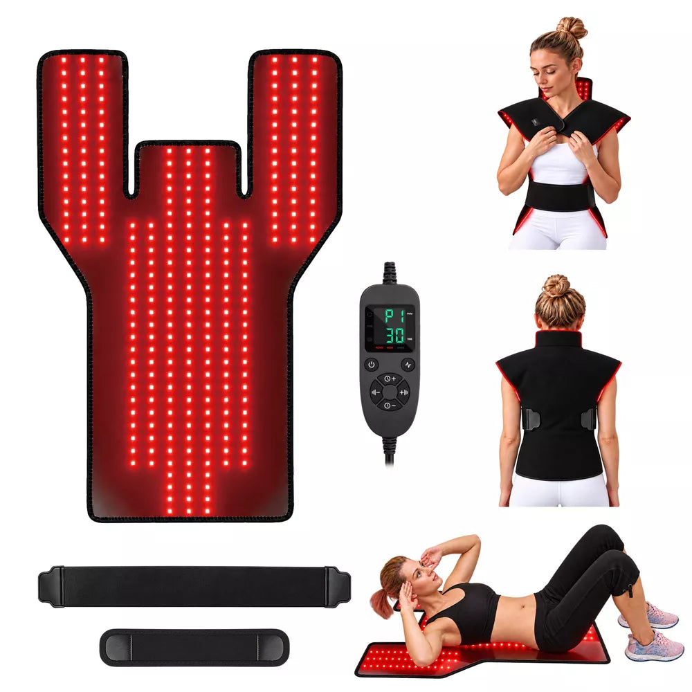 Morfone Full Body TPU Red Light Therapy Mat,2-in-1 Shoulder Wrap&Therapy Pad,660nm&850nm LED Red Light Therapy Pad