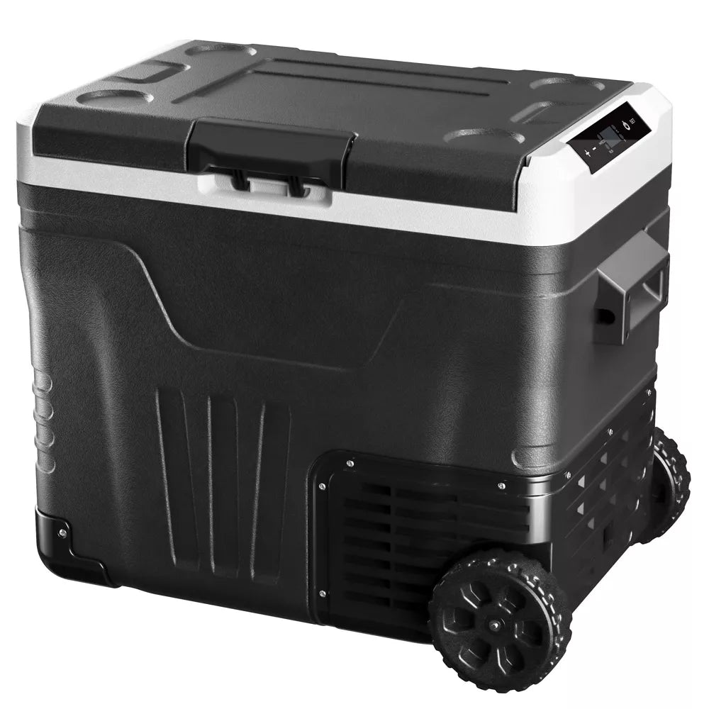 Simzlife 12 Volt/72 Cans/53 Quart Car Refrigerator, Dual Zone Electric Car Fridge, Portable Cooler with APP Control, , 12/24V DC, Black