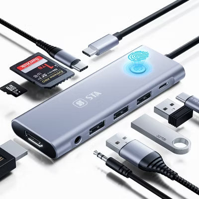 Laptop Docking Station USB C Hub Dual Monitor, 9 in 1 Multiport Adapter for Dell/HP/Lenovo/Mac with HDMI PD SD TF