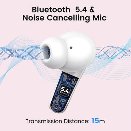 VEAT00L P91 Wireless Stereo Earbuds, Bluetooth 5.4, ENC Mics, 60H Playback, Dual LED Display, IPX7 Waterproof, for Android iOS