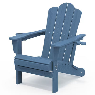 HYLEORY HDPE Folding Adirondack Chair with 2 Cup Holder - Composite Adirondack Chair