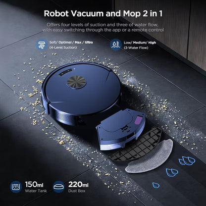 Teendow Robot Vacuum and Mop Combo, 8000Pa Suction, 2 in 1 Vacuum Robot with Wi-Fi/App/Remote, Self-Charging, Ideal for Hard Floor, Pet Hair