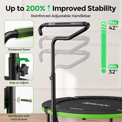 BCAN 40" Foldable Trampoline,Rebounder Trampoline for Adults,Adjustable Handle,Exercise Rebounder,Max 330lbs
