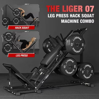 Leg Press Hack Squat Combo, 45-Degree Lower Body Machine with Linear Bearing and Weight Storage, Targets Quads, Hamstrings, Glutes, and Calves