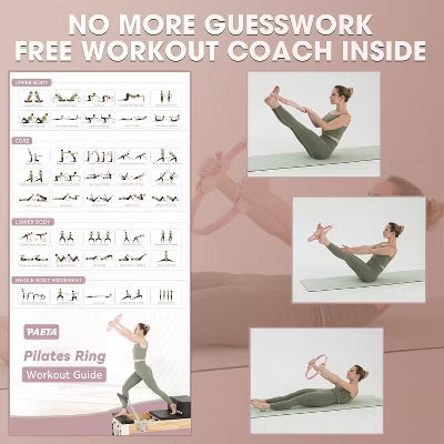 PAETA Pilates Ring Set ¨C 14¡± Magic Circle (38 lbs Resistance), 9.8¡± Pilates Ball, 5 Resistance Bands, and Exercise Guide