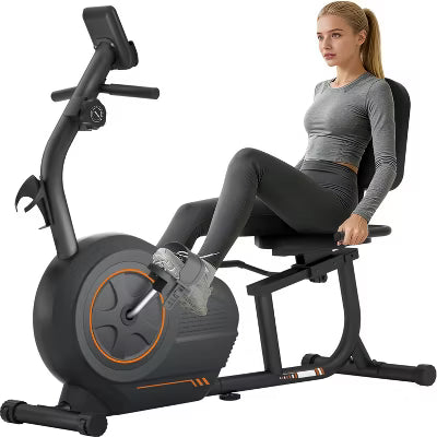 JEEKEE Recumbent Exercise Bike for Seniors,Stationary Bikes for Home, 440LB Capacity & 16 Levels Magnetic Resistance, Heart Rate Handle