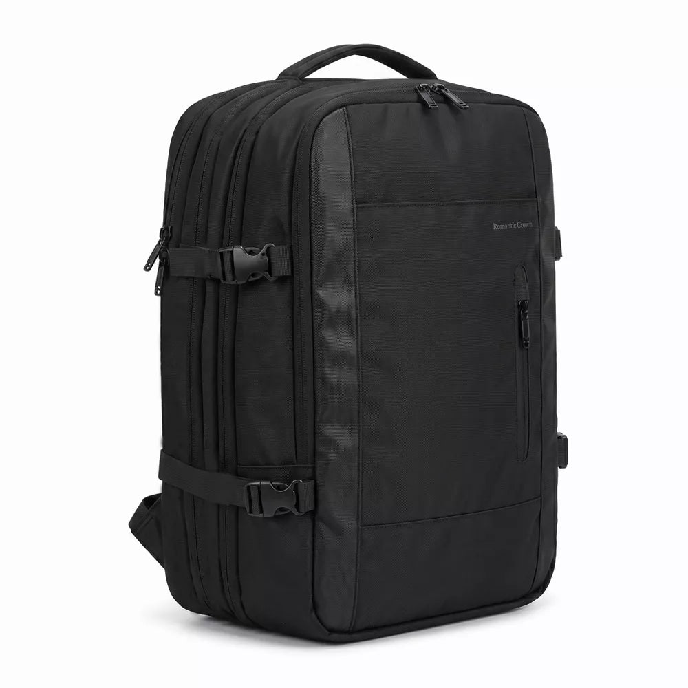 Large Capacity Expandable Carry-On Travel Backpack with USB Port and Luggage Sleeve,Black