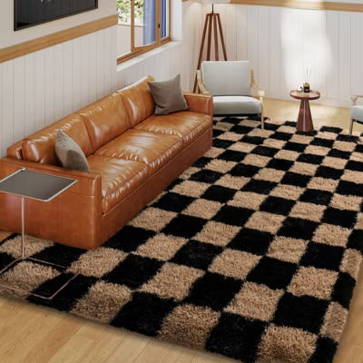 LOVEVOOK Pink Checkered Rugs for Living Room, 5x7ft Area Rugs Non-Slip Shag Fluffy Rug, Carpet for Bedroom, Dorm Home Decor Aesthetic
