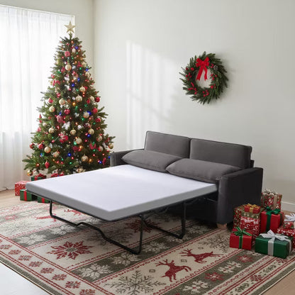 Mjkone Modern Velvet Queen Size 2-in-1 Pull Out Sleep Sofa Bed-Dark Grey