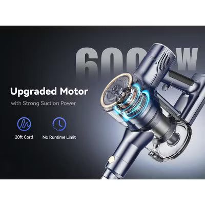 DEVOAC I8 Corded Vacuum Cleaner, 600W 23KPa Stick Vacuum, Free-Stand 6in 1 Powerful Lightweight Handheld Vacuum for Hard Floor Carpet Pet Hair Home
