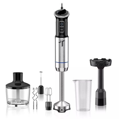 Teendow 7 in 1 Immersion Hand Blender 1000W, 5 Speed Handheld Blender Set with Food Chopper ,Whisk Milk Frother ,Dough Hooks, Potato Masher Beaker