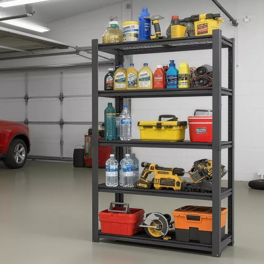 VIYET 72" Heavy Duty 5 Tier Mesh Metal Storage Shelves 2000LBS Industrial Garage Shelving Unit Adjustable Wire Rack