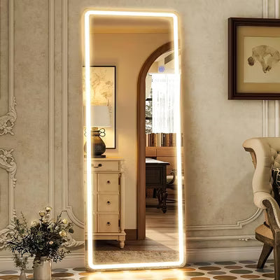 LED Full-Length Mirror with Aluminum Alloy Frame, Adjustable Color Temperature, 3-in-1 (Standing/Hanging/Leaning), 60-Inch Smart Body Mirror
