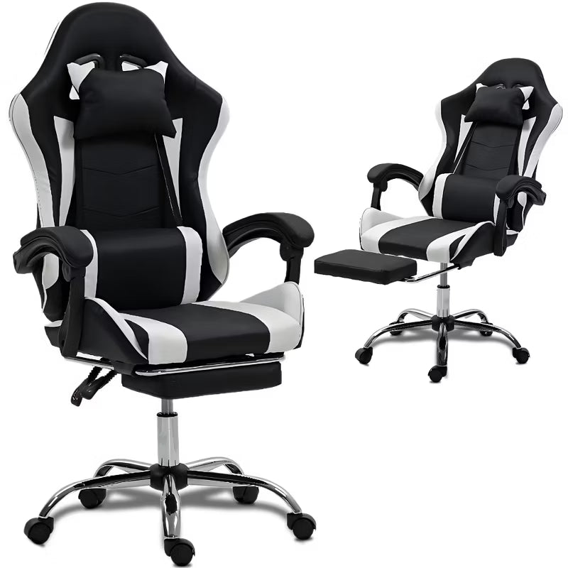 Bosmiller Gaming Chair with Massage Lumbar Support Ergonomic Video Game Chair, Adjustable Headrest & Footrest