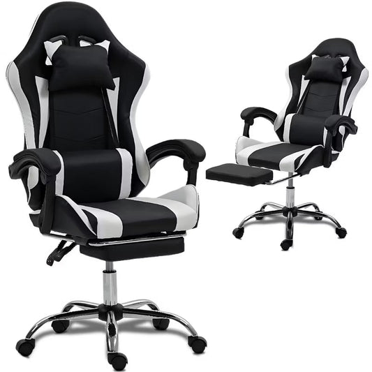 Bosmiller Gaming Chair with Massage Lumbar Support Ergonomic Video Game Chair, Adjustable Headrest & Footrest