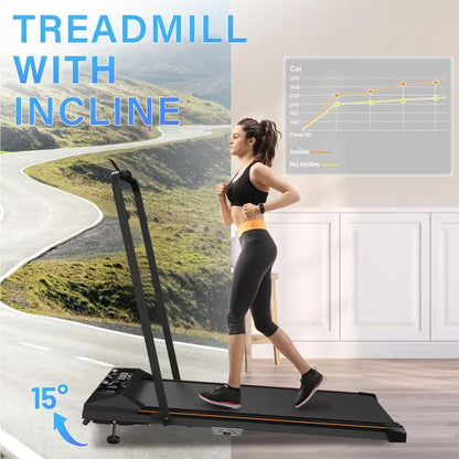 KERDOM Walking Pad with Incline, Under Desk Treadmill, Portable Treadmills for Home Office, 4 in 1 Walking Running Machine Manual Incline