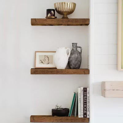 3-Pack 15.7 Inch Small Farmhouse Floating Shelves, Wall Mount Book Storage for Bathroom Bedroom Living Room
