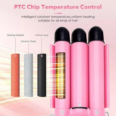 Morfone 22mm Adjustable Temp Triple Barrel Curling Iron Hair Curler Ceramic Coating