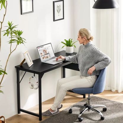 Bencmate Desks Small Office Computer Desk with Storage Bag and Headphone Hook, L Shaped Student Home Writing Reading Study Table, Black, 30 Inches