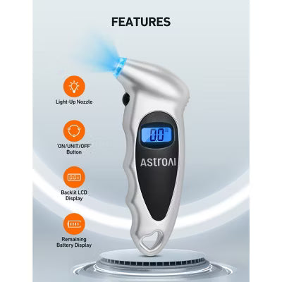 AstroAI Tire Pressure Gauge Digital 0-150PSI Accurate in 0.1 Increments Silver