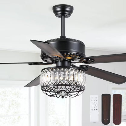 Kviflon 52 Inches Downrod Ceiling Fan with Light,Crystal Ceiling Fan Light for different decor needs,for Kitchen,Dining Room,Bedroom